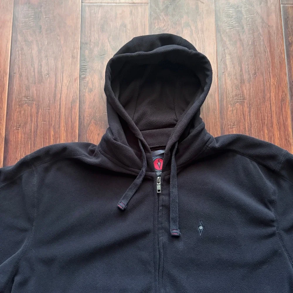 SCOTTeVEST TEC Mens SL Fleece FullZip Hoodie Jacket Black Multi Pocket Travel